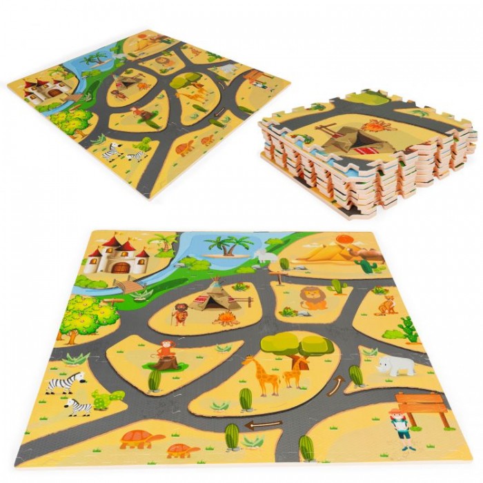 Подлога за играње со ограда SAFARI PUZZLE 9 елементи