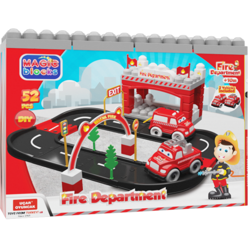 MAGIC BLOCKS FIRE BRIGADE SET - Сет магични коцки противпожарна бригада 52 парчиња