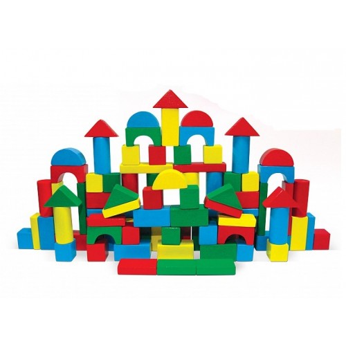 100 PIECE COLORED BLOCK SET - Дрвени коцки 100 парчиња