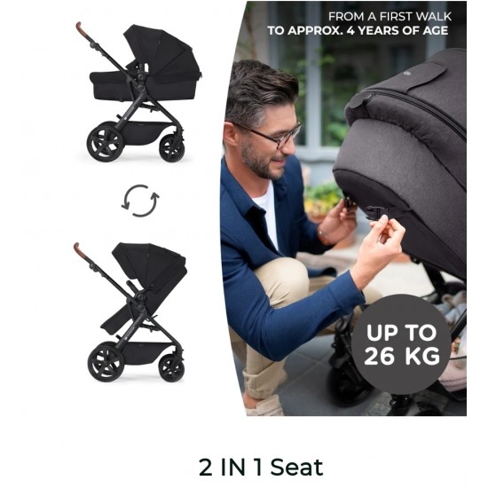 Kinderkraft A-TOUR количка за бебе сет 3 во 1 dark grey