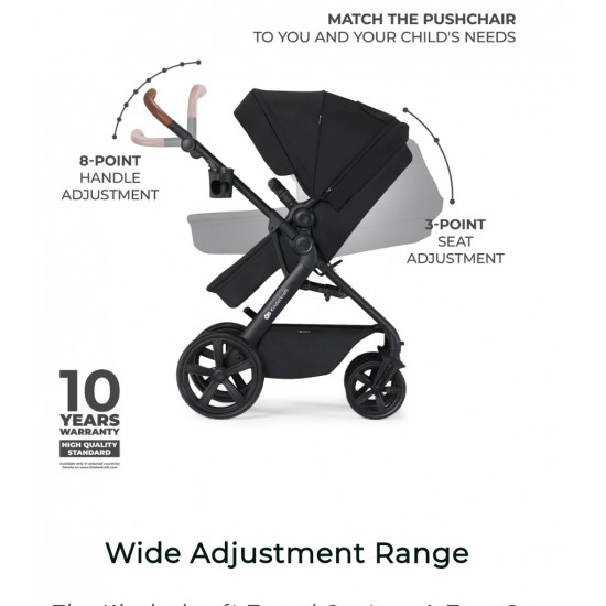 Kinderkraft A-TOUR количка за бебе сет 3 во 1 dark grey