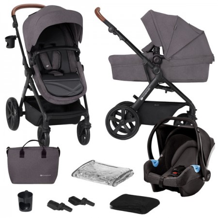 Kinderkraft A-TOUR количка за бебе сет 3 во 1 dark grey
