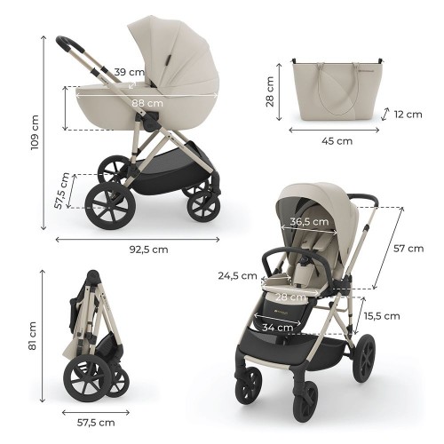 Kinderkraft PRIME 3 количка за бебе сет 3 во 1 brown