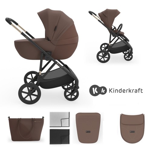 Kinderkraft PRIME 3 количка за бебе сет 2 во 1 brown