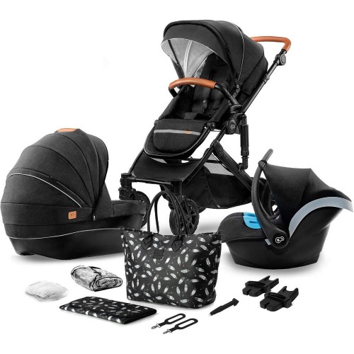 Kinderkraft PRIME количка за бебе сет 3 во 1 (black)