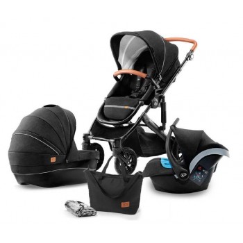 Kinderkraft PRIME количка за бебе сет 3 во 1 (black)
