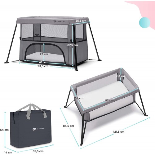 Kinderkraft преносно креветче MOVI wood grey