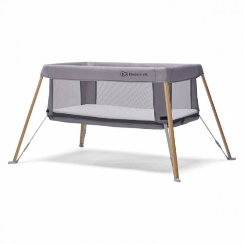 Kinderkraft преносно креветче MOVI wood grey