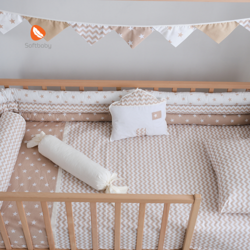 Постелнина за детско креветче MY HOME MONTESSORI brown 190/90cm.