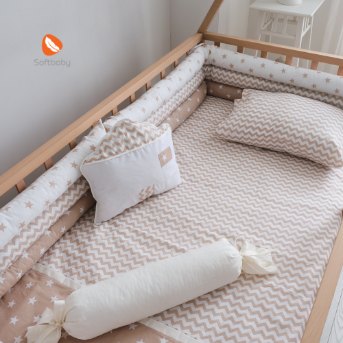 Постелнина за детско креветче MY HOME MONTESSORI brown 190/90cm.