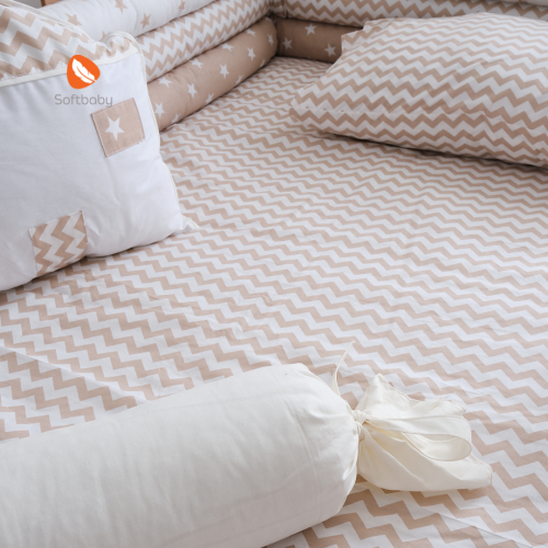 Постелнина за детско креветче MY HOME MONTESSORI brown 190/90cm.