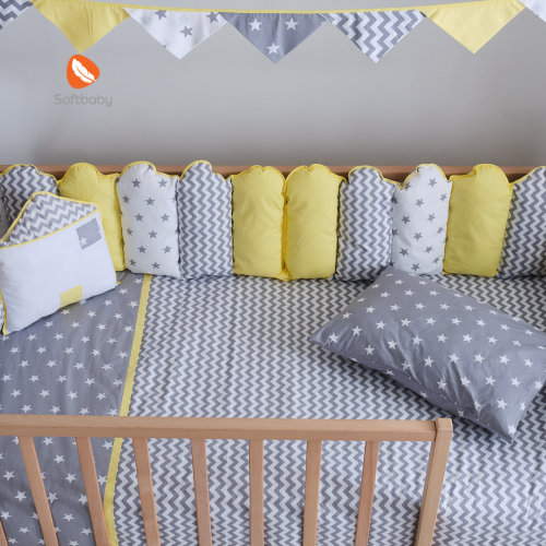 Постелнина за детско креветче MY HOME MONTESSORI yellow 190/90cm.