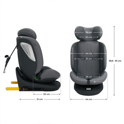 Kinderkraft седиште I-GROW2 PLUS I-SIZE 40-150 cm 0-36 kg isofix grey